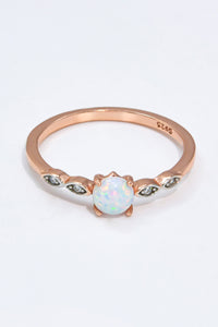 Luciana Opal Contrast Platinum-Plated Ring