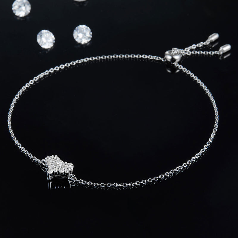 Fatima Moissanite 925 Sterling Silver Heart Bracelet