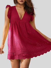 Bianca Ruffled Eyelet Cap Sleeve Mini Dress