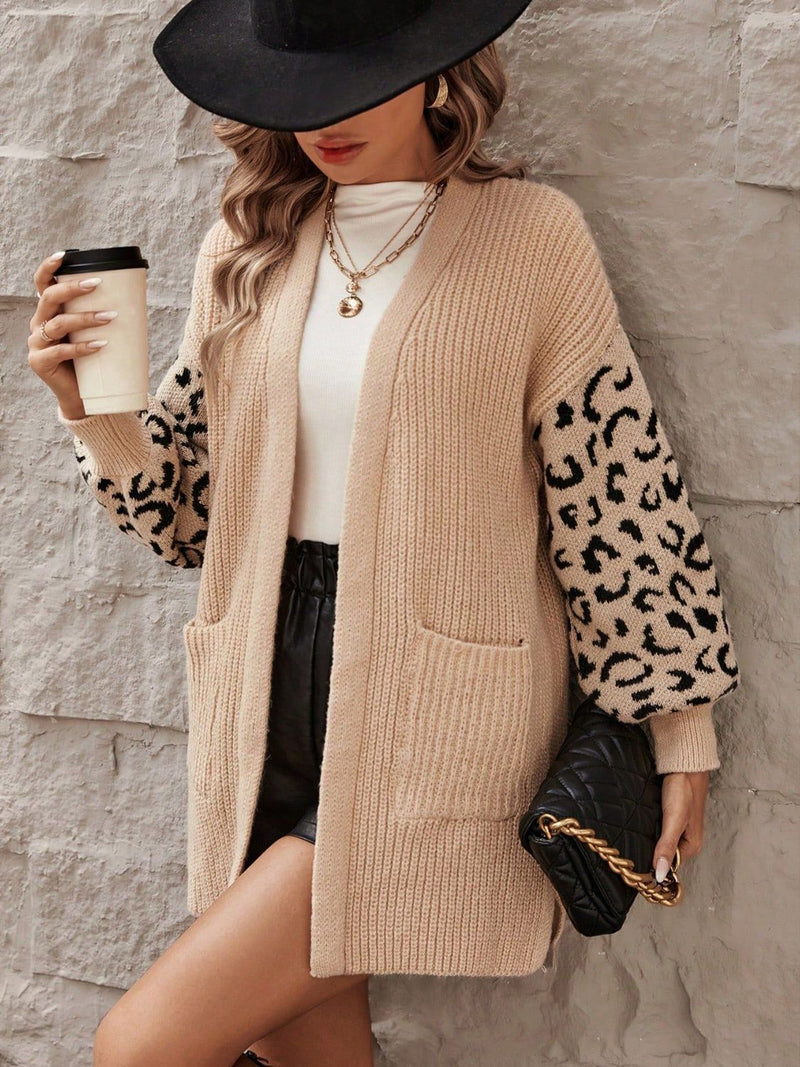 Paris Pocketed Leopard Open Front Cardigan