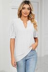 Zara Eyelet Notched Short Sleeve T-Shirt