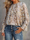 Leighton Long Sleeved Snake-Print Blouse