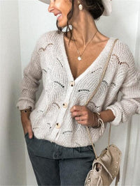 Brittany Openwork Buttoned Cardigan