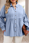 Eloise Plus Size High-Low Button Up Dropped Shoulder Shirt