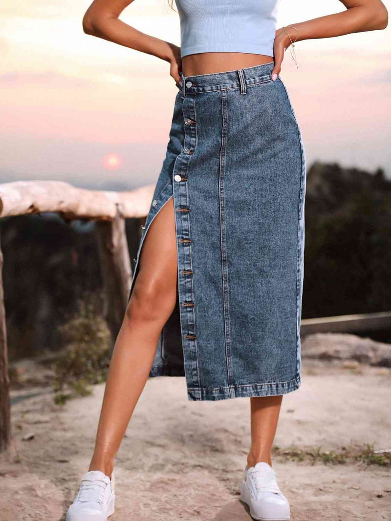 Madelyn Button Down Denim Skirt