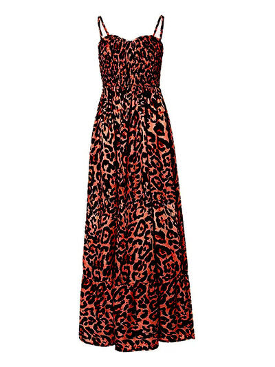 Amira Leopard Sweetheart Neck Cami Dress