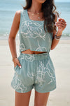 Alayna Printed Cropped Tank and Shorts Set