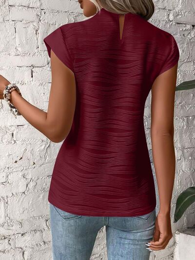 Emery Mock Neck Cap Sleeve T-Shirt