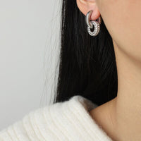 Leah Titanium Steel Inlaid Zircon Double-Hoop Earrings