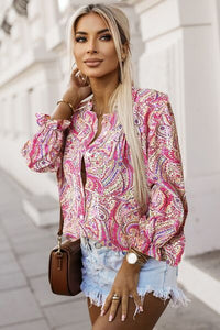 Reagan Printed Frill Flounce Sleeve Shirt