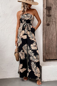 Flora Strapless Wide Leg Jumpsuit with Pockets