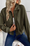 Zip-Up Sherpa Collared Jacket with Pockets