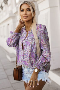 Reagan Printed Frill Flounce Sleeve Shirt