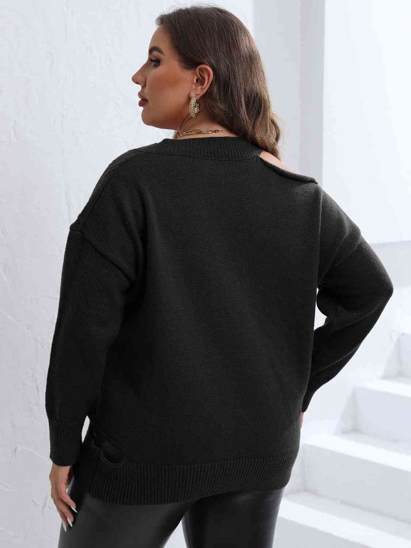 Stasia Plus Size Cutout V-Neck Sweater