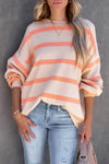 Teagan Striped Round Neck Dropped Shoulder Sweatshirt