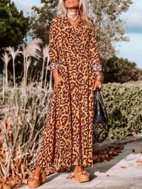 Mara Leopard Buttoned Maxi Dress