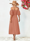 Off-Shoulder Balloon Sleeve Midi Dress