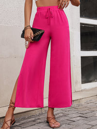 High Waist Slit Wide Leg Pants