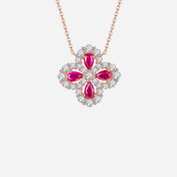 Luciana Ruby and Sterling Silver Flower Necklace