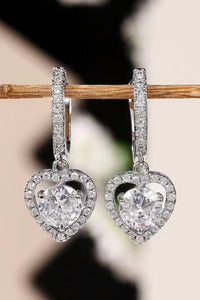 Adaline 2 Carat Moissanite Platinum-Plated Heart Drop Earrings