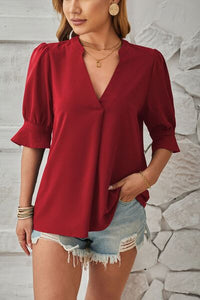 Kimberly Notched Half Sleeve T-Shirt