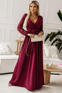 Camila Long Sleeved Lace Detail Maxi Dress