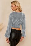 Blake Drawstring V-Neck Balloon Sleeve Blouse