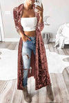 Willow Open Front Long Sleeved Velvet Cardigan