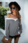 Off-Shoulder Waffle-Knit Dropped Shoulder Blouse