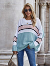 Striped Horizontal Ribbing Long Sleeve Tunic Sweater