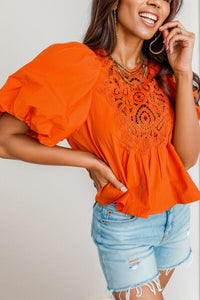 Silvia Round Neck Balloon Sleeve Blouse