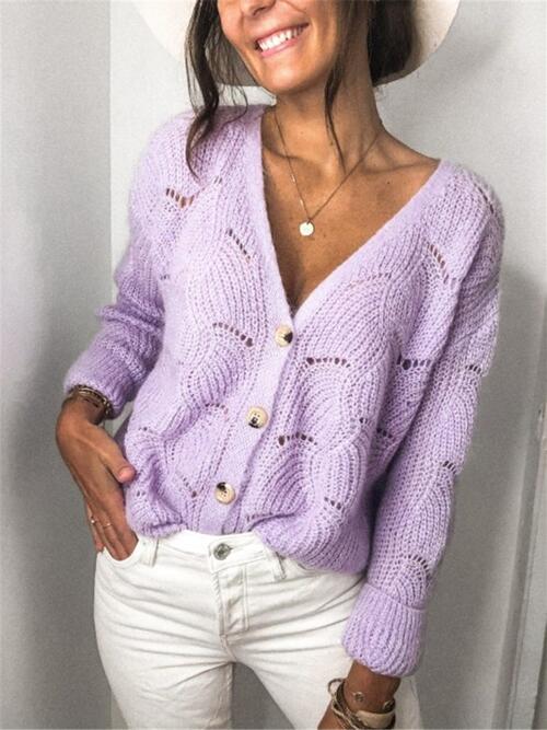 Brittany Openwork Buttoned Cardigan