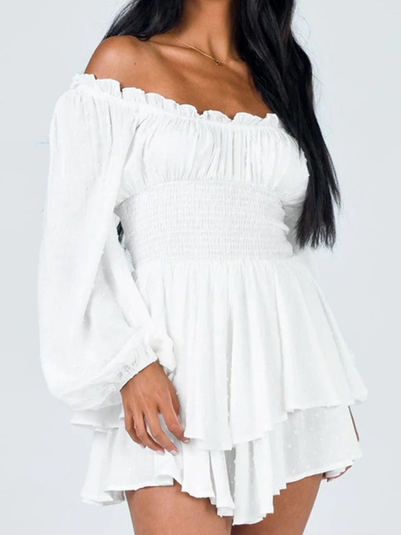 Laylani Off Shoulder Smocked Waist Romper