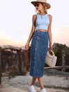 Madelyn Button Down Denim Skirt