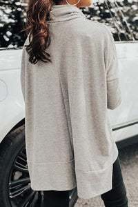 Evelyn Cowl Neck Long Sleeve Slit Blouse