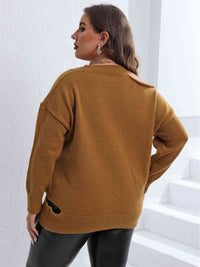 Stasia Plus Size Cutout V-Neck Sweater