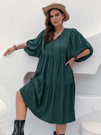 Ophelia Plus Size Balloon Sleeve Midi Dress