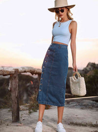 Madelyn Button Down Denim Skirt