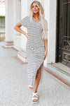 Hadley Striped V-Neck Slit Dress