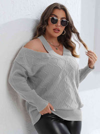 Stasia Plus Size Cutout V-Neck Sweater