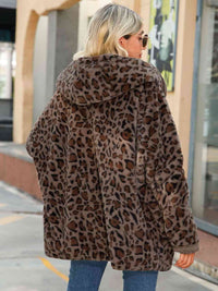 Lauren Leopard Hooded Coat with Pockets