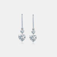 Lia 5.44 Carat 925 Sterling Silver Moissanite Heart Drop Earrings