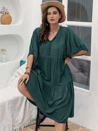 Ophelia Plus Size Balloon Sleeve Midi Dress