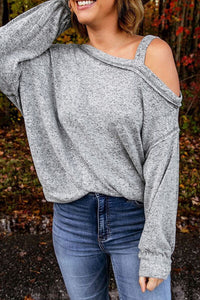 Norah Asymmetrical Neck Long Sleeve T-Shirt