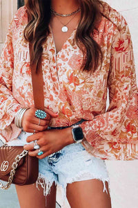 Marley Flare-Sleeved Floral Bodysuit