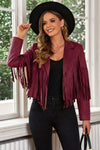 Gianna Fringe Trim Lapel Collar Cropped Blazer