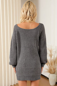 Ava Boat Neck Long Sleeve Sweater Dress