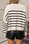 Striped Dropped Shoulder Round Neck Pullover Sweater