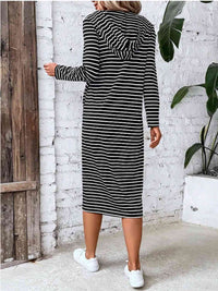 Casey Striped Zip Front Hooded Dress