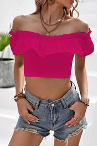 Off-Shoulder Ruffled Cropped Top